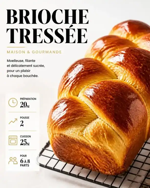 Brioche maison dorée et filante après cuisson