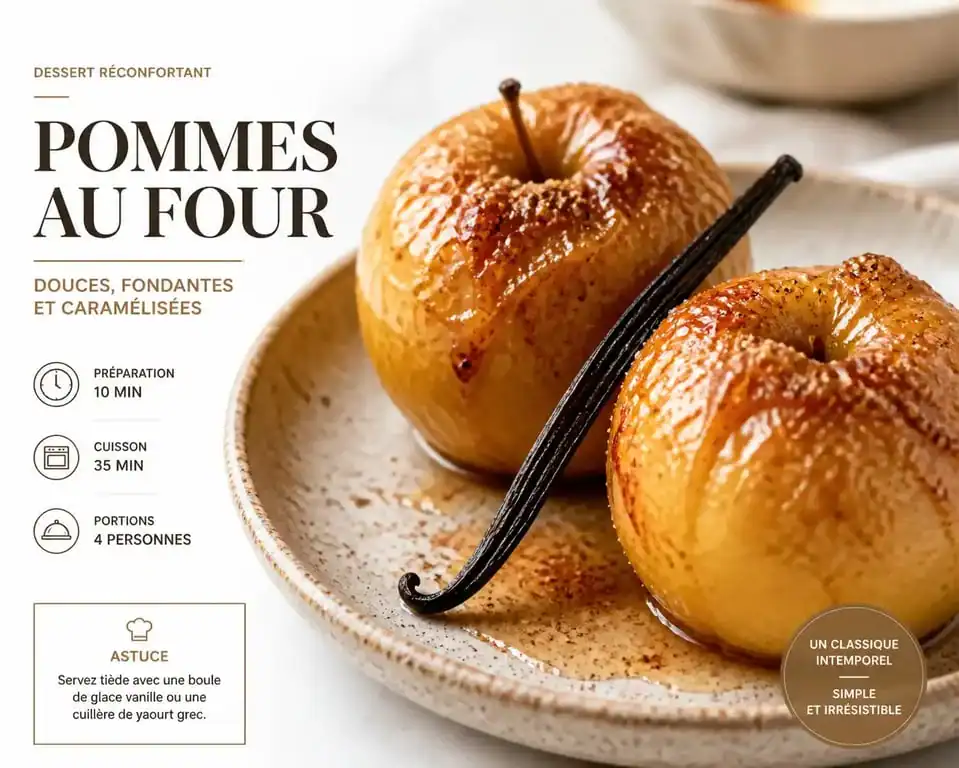 Pommes au four à la muscade et vanille, une alternative gourmande pour remplacer la cannelle dans vos desserts.