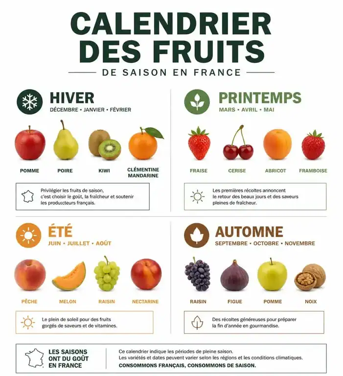 Calendrier de saisonnalité des fruits en France : guide pratique pour consommer local et de saison