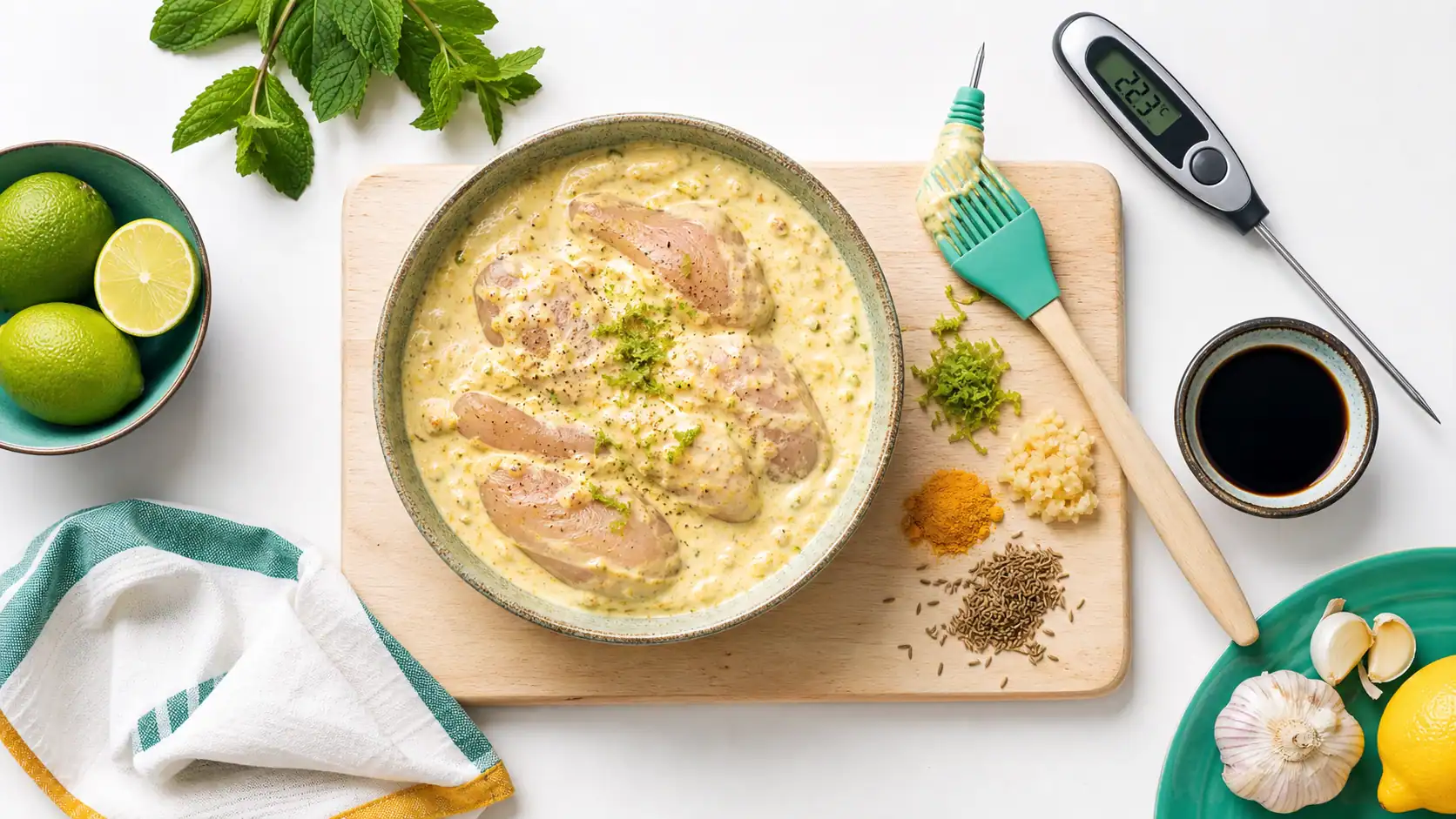 Marinade pour attendrir le poulet au yaourt, poulet enrobé