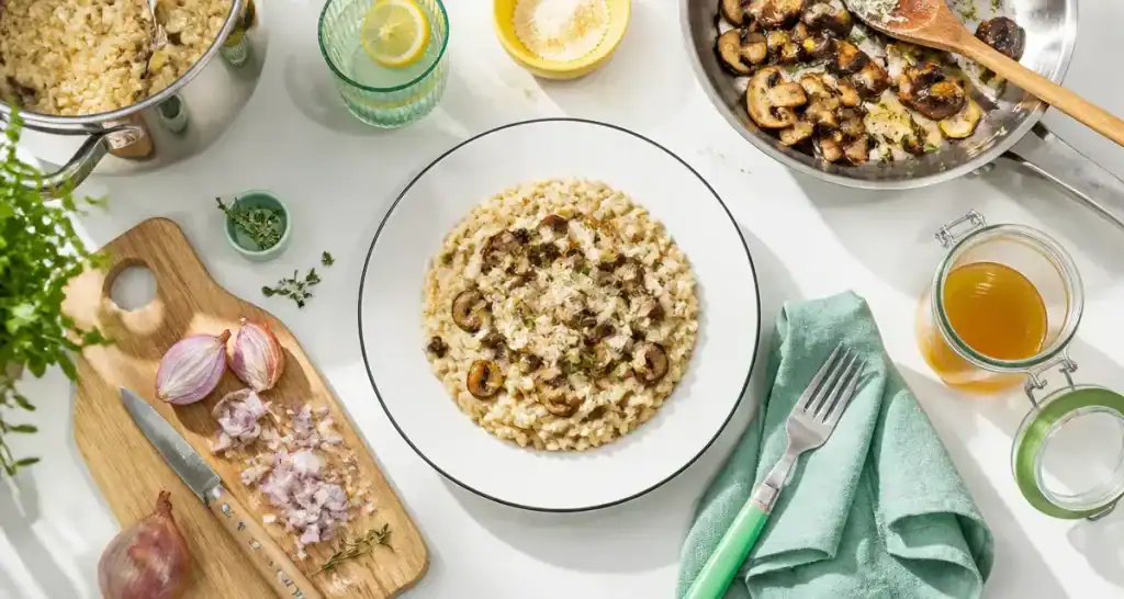 Menu semaine 1 personne : risotto aux champignons, photo du plat