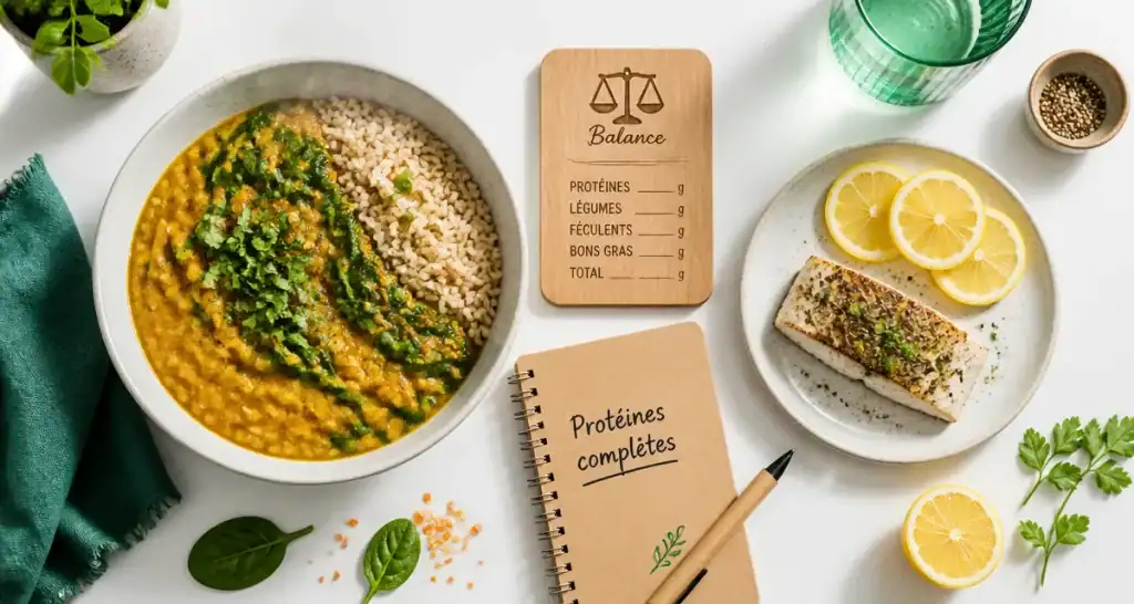 Proteines vegetales ou animales : bols curry de lentilles et poisson