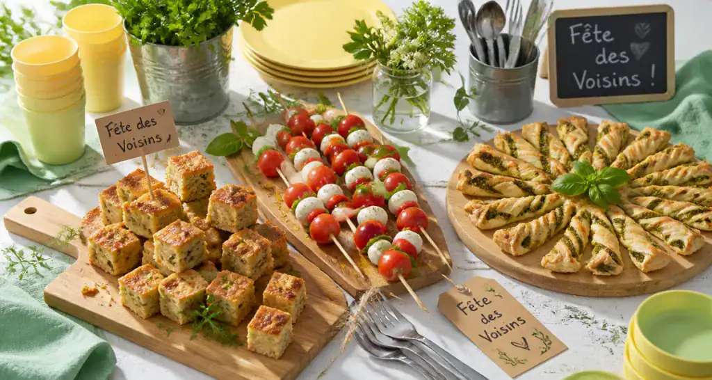 quel plat pour la fête des voisins cake salé brochettes tarte soleil