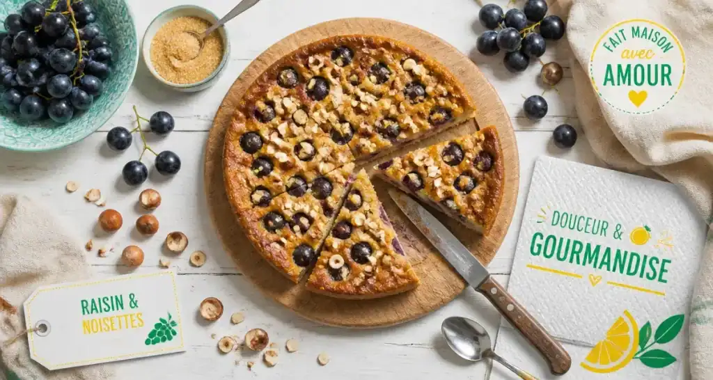 Recette au raisin : clafoutis aux grains de raisin noir et noisettes