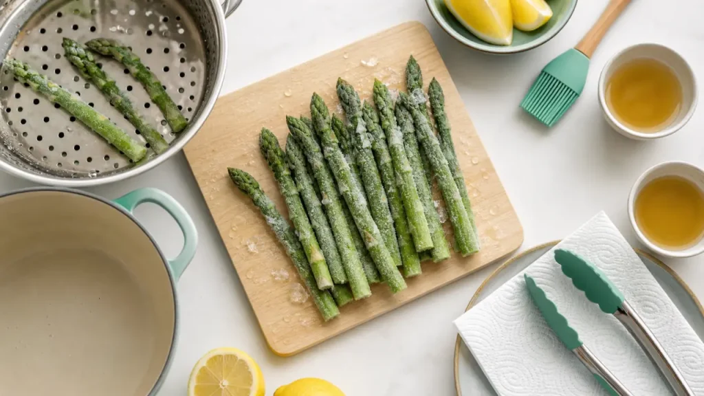 Asperges congelées : cuisson vapeur, eau ou poêle pour garder le croquant