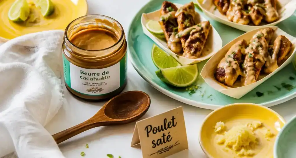 Avec quoi manger du beurre de cacahuete : poulet saté, sauce crémeuse et citron vert