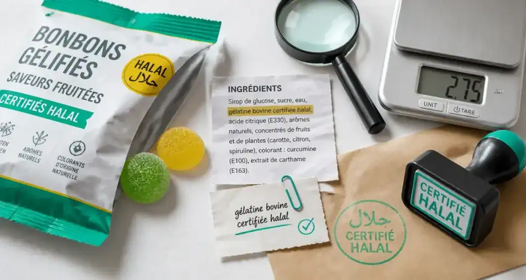 Bonbon hallal à la gélatine certifiée halal