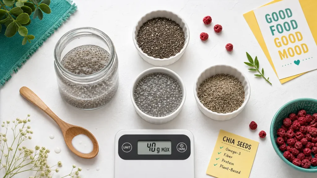 Graines de chia : les utiliser sèches, trempées ou moulues sans dépasser 40 g par jour