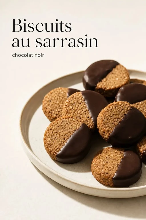 Biscuits au sarrasin sur assiette, recette biscuit sarrasin avec chocolat noir