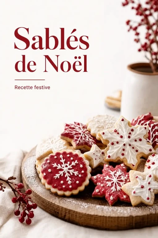 Assiette de sablés de Noël décorés faits maison sur une table en bois