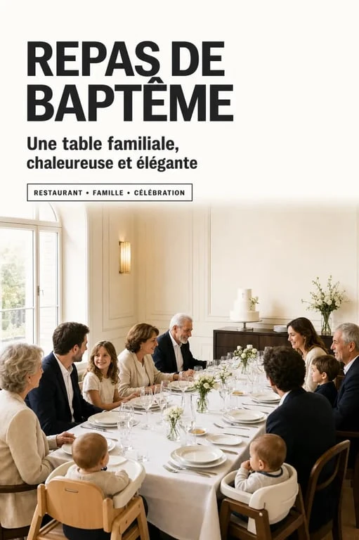 Restaurant pour bapteme avec table familiale élégante et ambiance conviviale