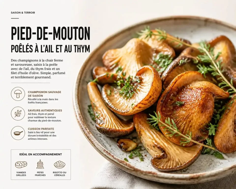 Poêlée de champignons pieds-de-mouton cuisinés à la poêle
