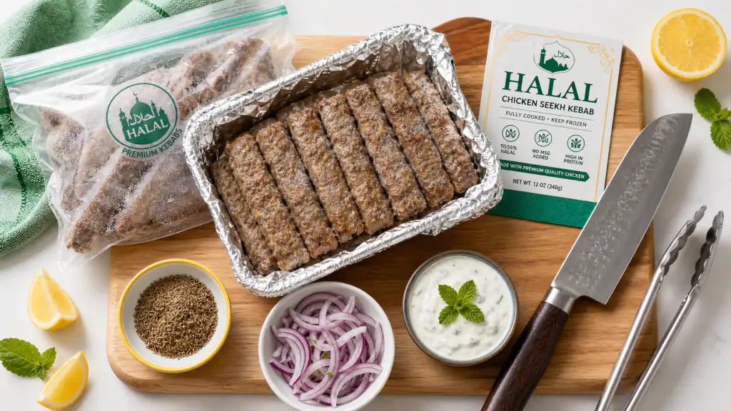 Kabab halal : lamelles prêtes, épices et sauce yaourt
