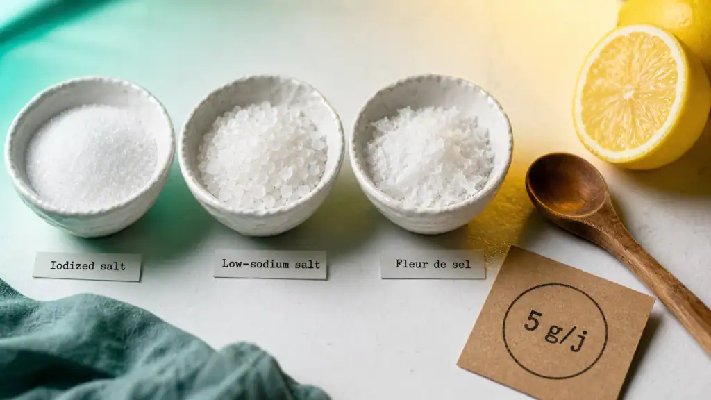 Meilleur sel pour la sante : bols de sel iodé, hyposodique et marin