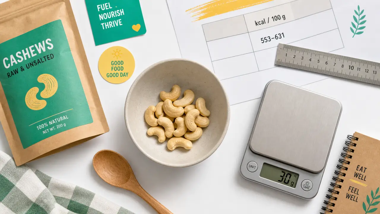 Noix de cajou calories : 30 g, nature ou salées