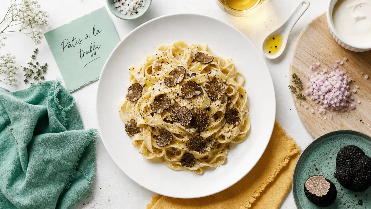 Pate a la truffe : tagliatelles à la truffe noire et huile de truffe