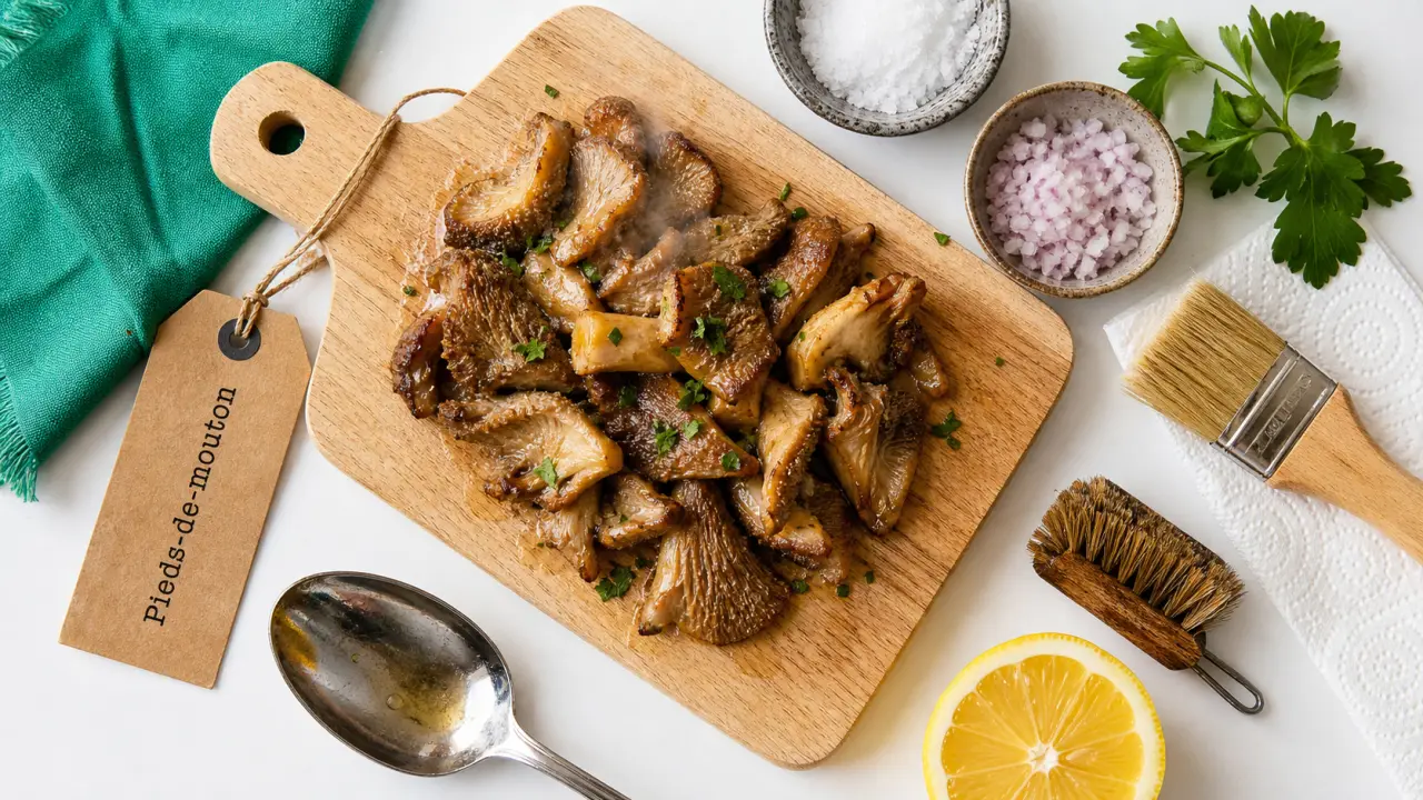 Pieds de moutons cuisson à la poêle : morceaux dorés, beurre et persil