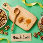 Bienfaits des noix : noix et nutrition sur fond clair