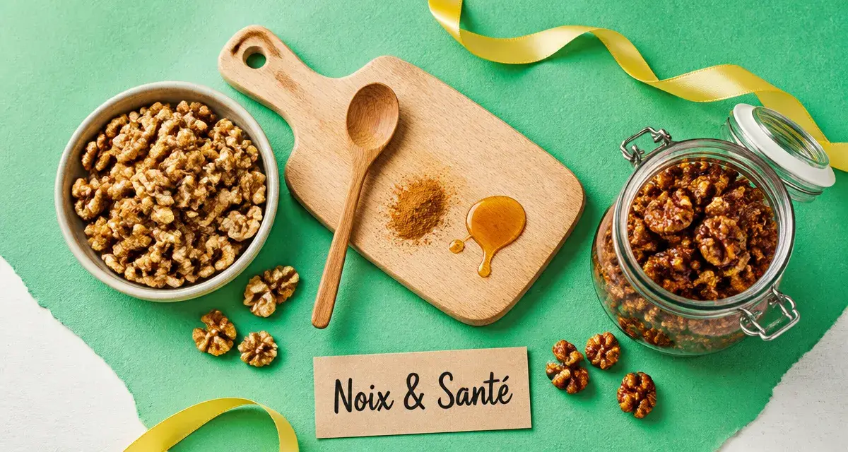 Bienfaits des noix : noix et nutrition sur fond clair