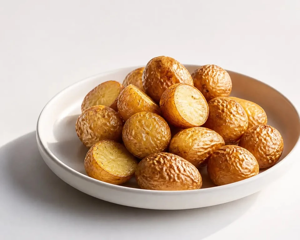 Pommes de terre grenaille air fryer dorées et croustillantes servies en assiette