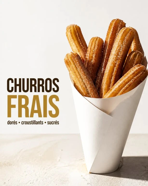 Recette churros fête foraine : churros dorés et sucrés servis en cornet