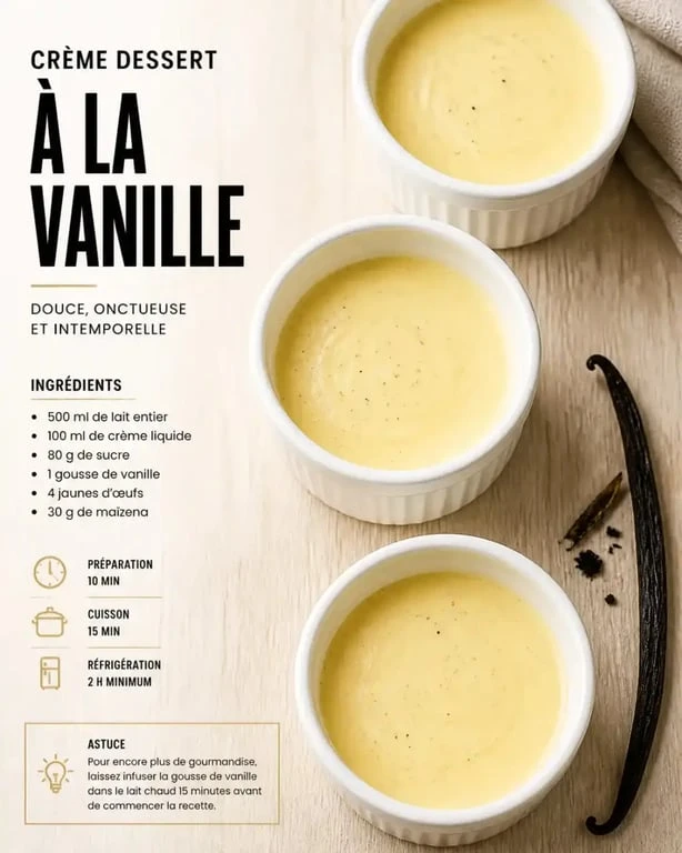 Recette dessert crème à la vanille dans des ramequins