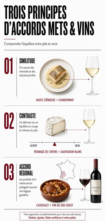 Comment réussir ses accords mets et vins pour vos dîners : similitude, contraste et accord régional