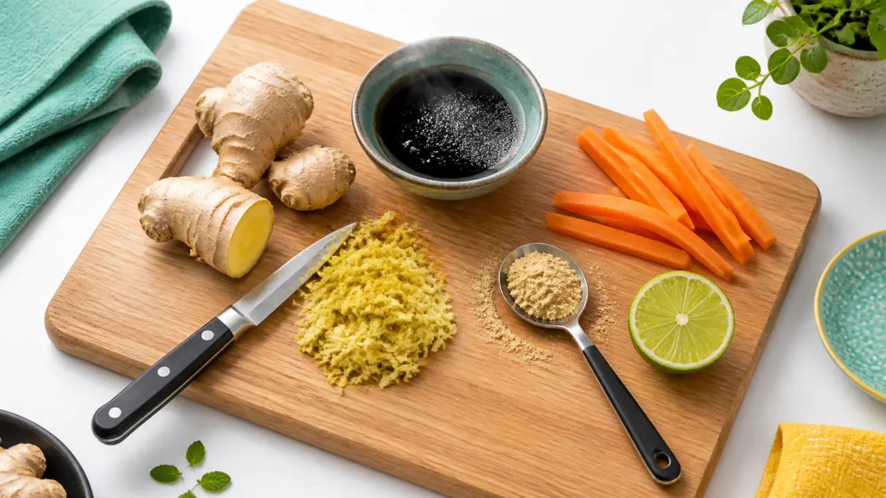 Gingembre cuisine : frais râpé et poudre, dosage et moment d’ajout