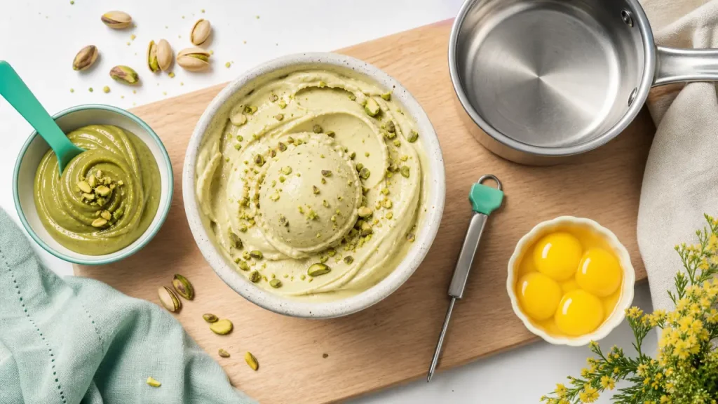 Glace pistache maison : 85°C, 24 h de repos, et une couleur naturelle