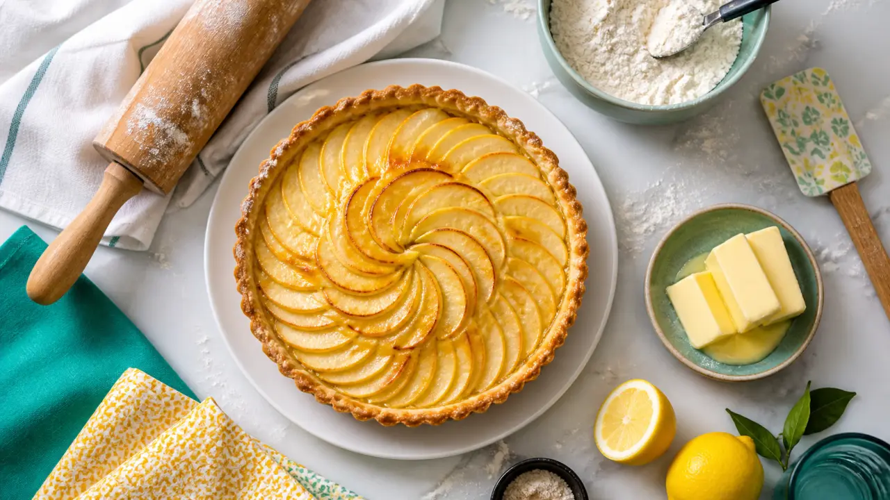 Pâte brisée tarte aux pommes croustillante, dorée