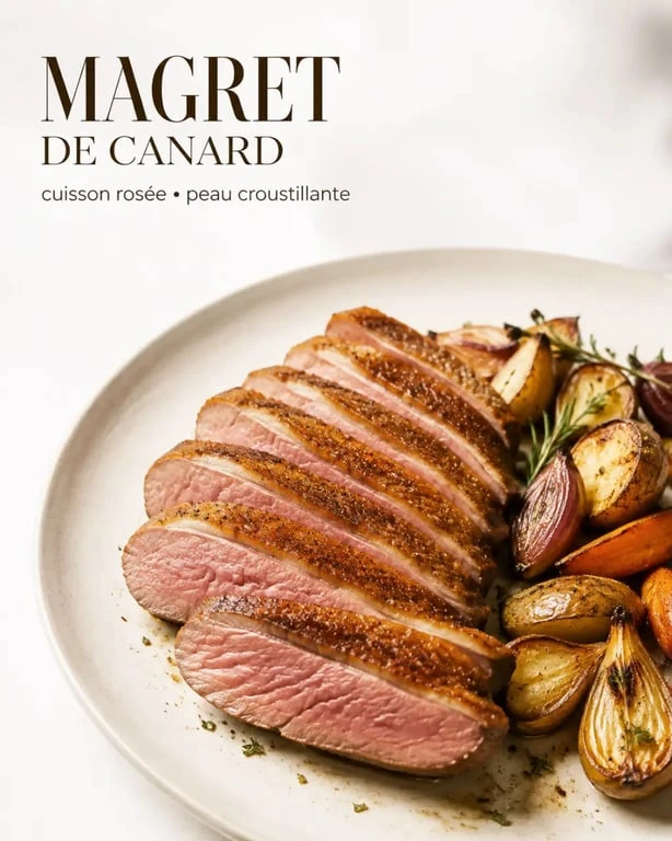 Cuire un magret de canard parfaitement tranché avec peau croustillante et chair rosée