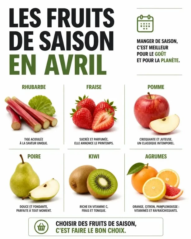 Calendrier des fruits de saison en avril