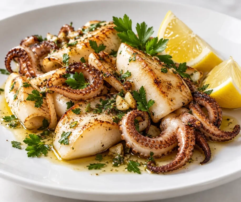 Recette seiche poêlée à l'ail, au persil et au citron
