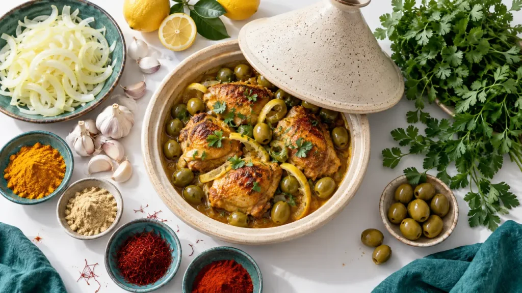 Tajine au poulet citron : la cuisson douce pour garder une viande fondante