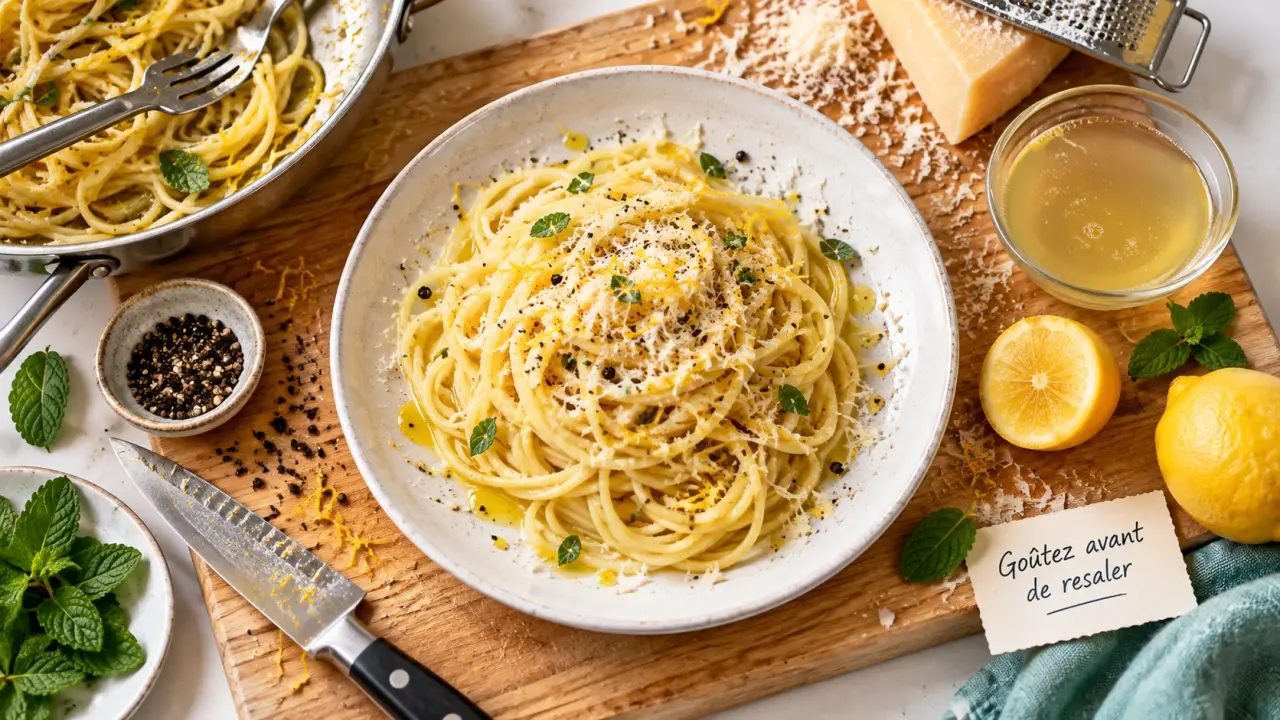 Astuces cuisine : spaghetti citron dorés, parmesan et huile