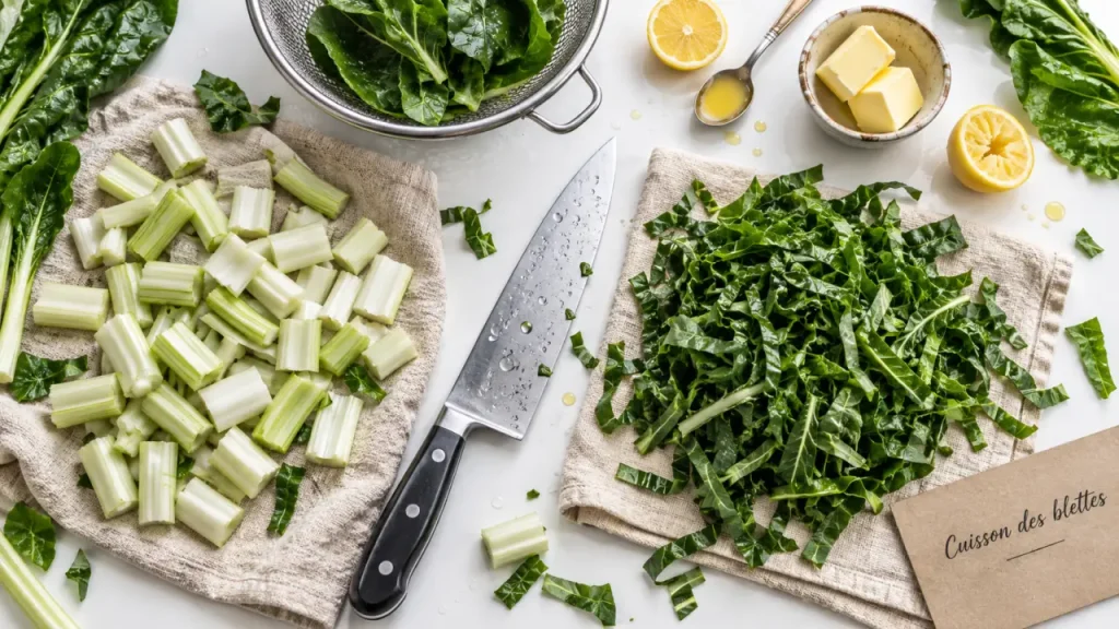 Cuisson des blettes : séparez côtes et feuilles pour une texture tendre
