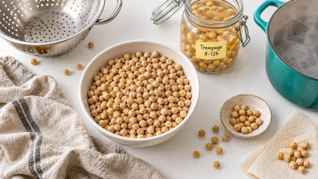 Cuire des pois chiches sans les durcir : trempage, temps et textures selon la recette