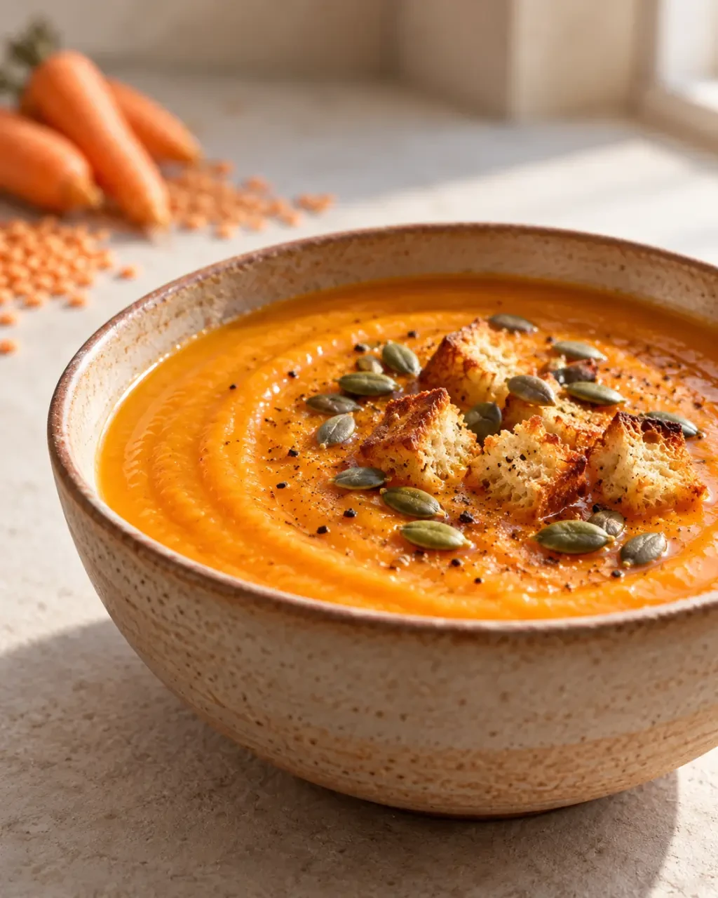 Idées recettes hiver : soupe de carottes et lentilles corail