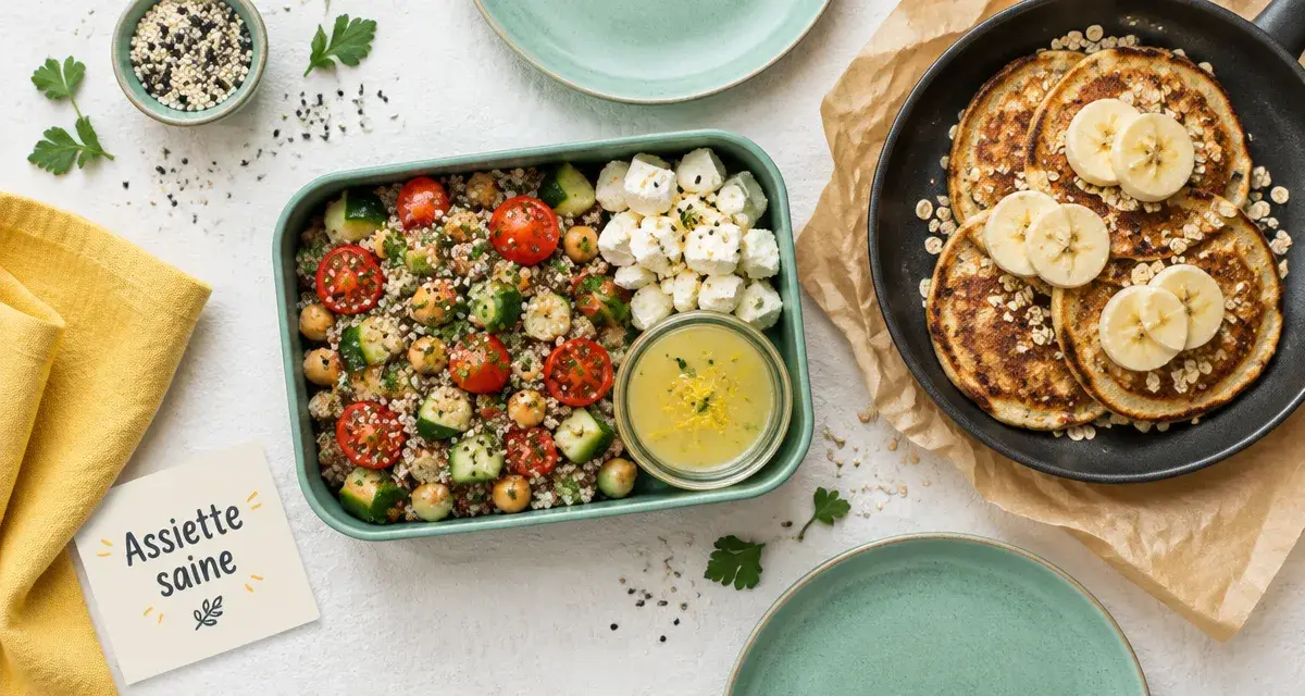 Idées recettes healthy : lunch box quinoa pois chiches, feta