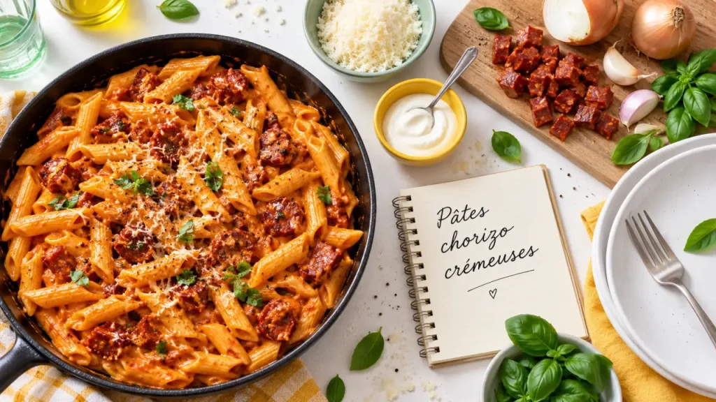 Recette chorizo : des pâtes crémeuses en 25 minutes avec une sauce maîtrisée